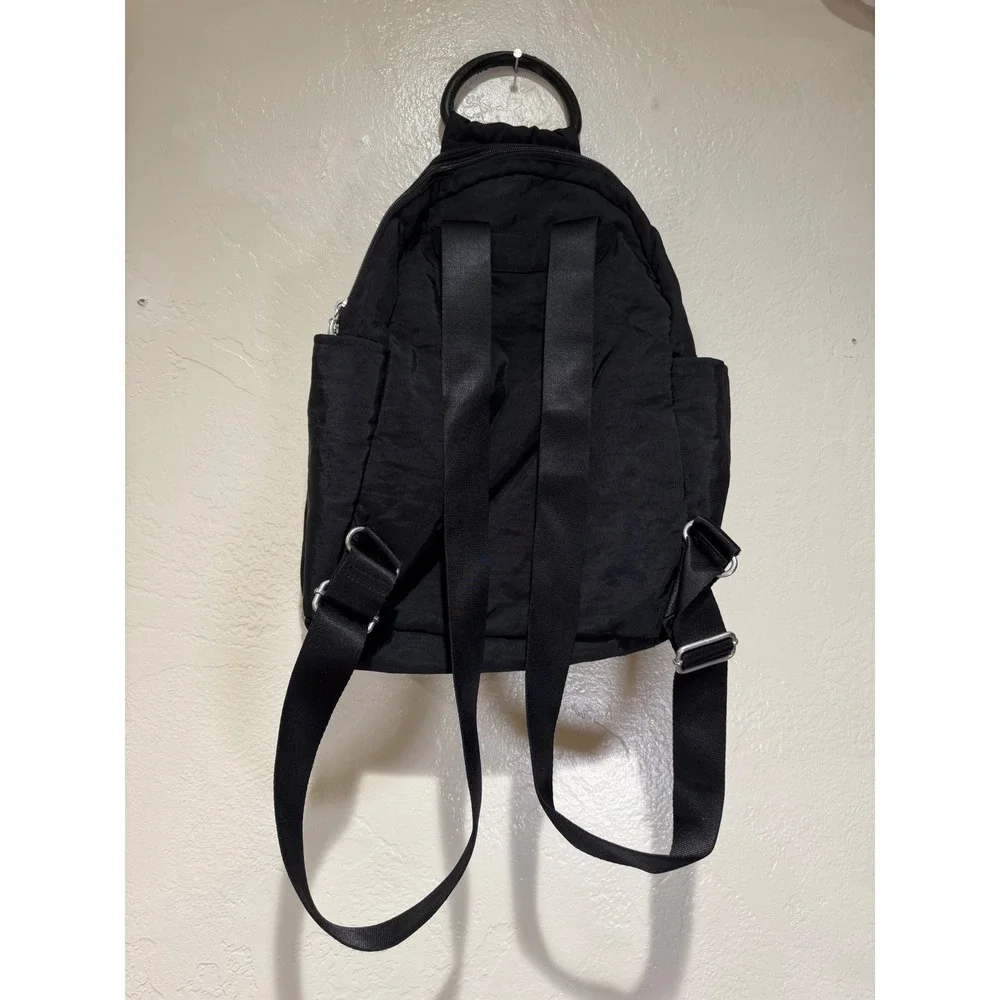 Baggallini Black Nylon‎ Backpack Circular Handle Travel Bag Silver Hardware